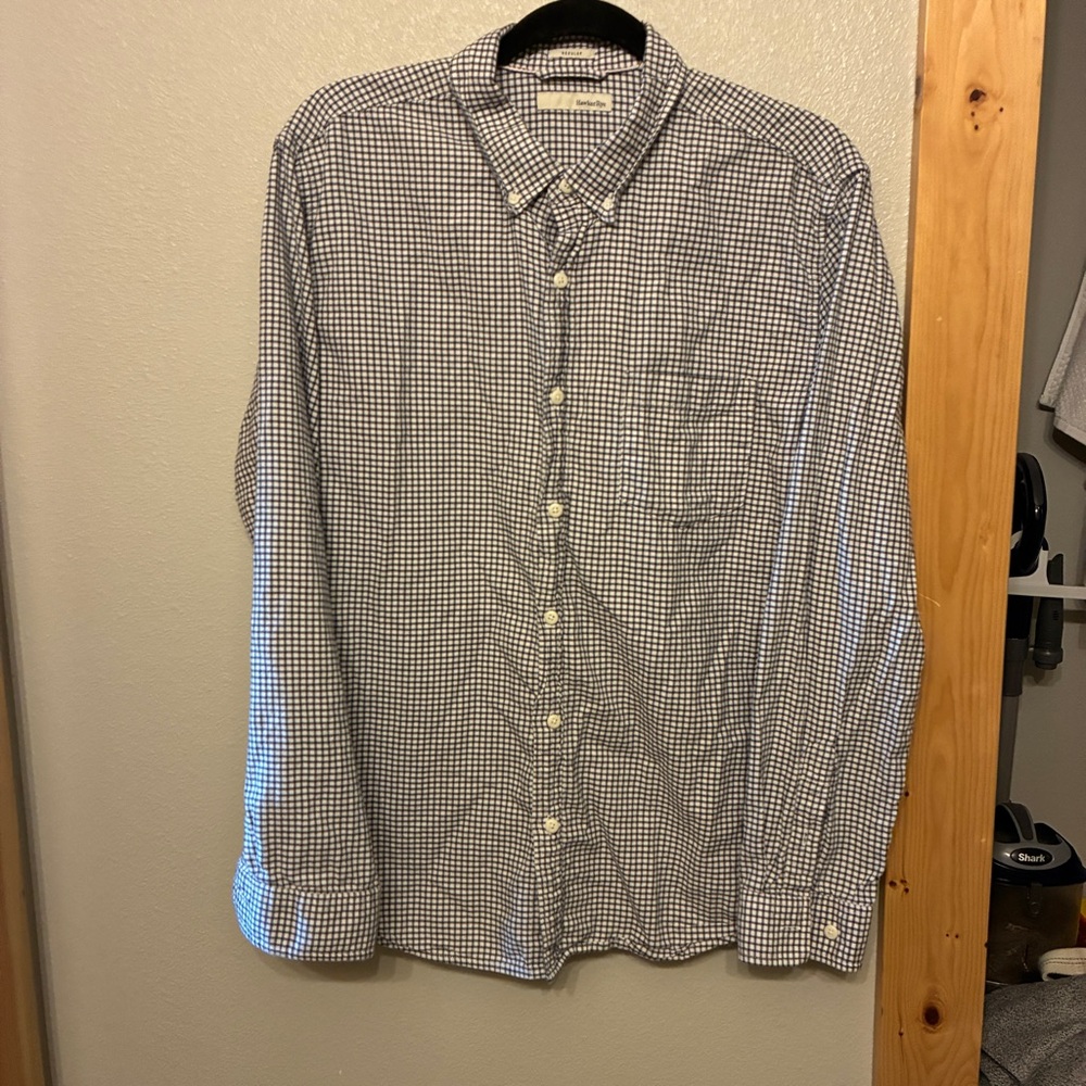 Hawker Rye Men's Blue Checkered Shirt Sz Large 100% Cotton‎